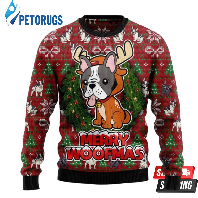 Bulldog Reindeer Cute Ugly Christmas Sweaters