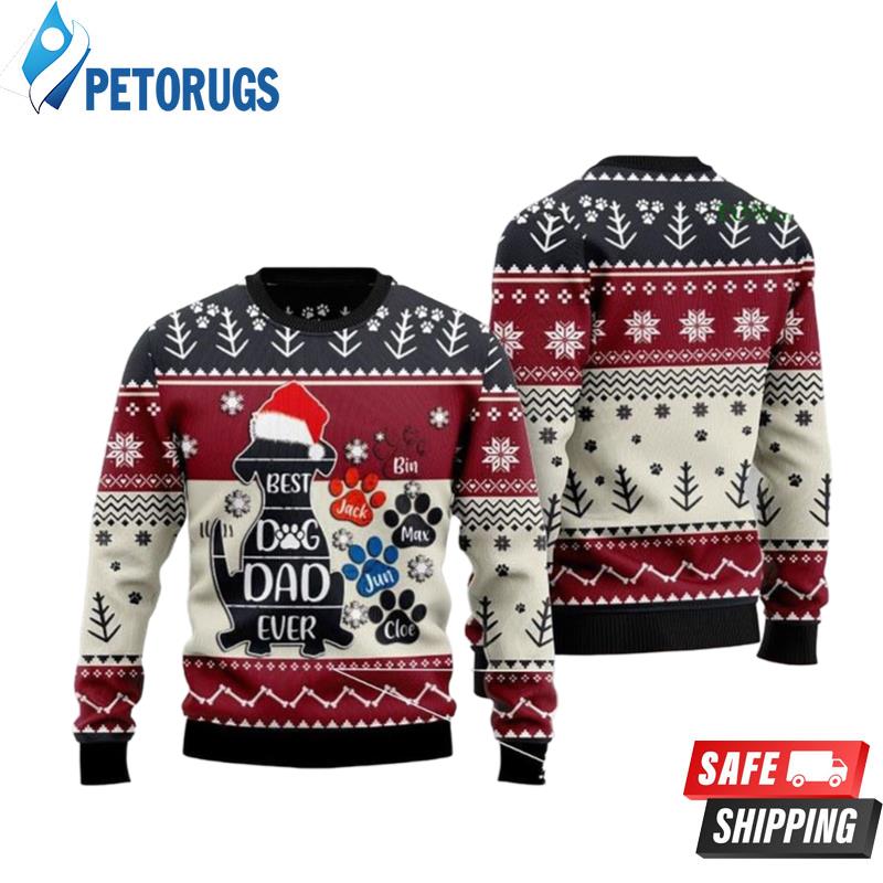 Bulldog Santa Loves Me Christmas Gift Red Ugly Christmas Sweaters ...