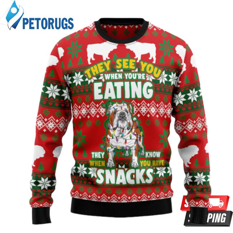 Bulldog Snacks Ugly Christmas Sweaters
