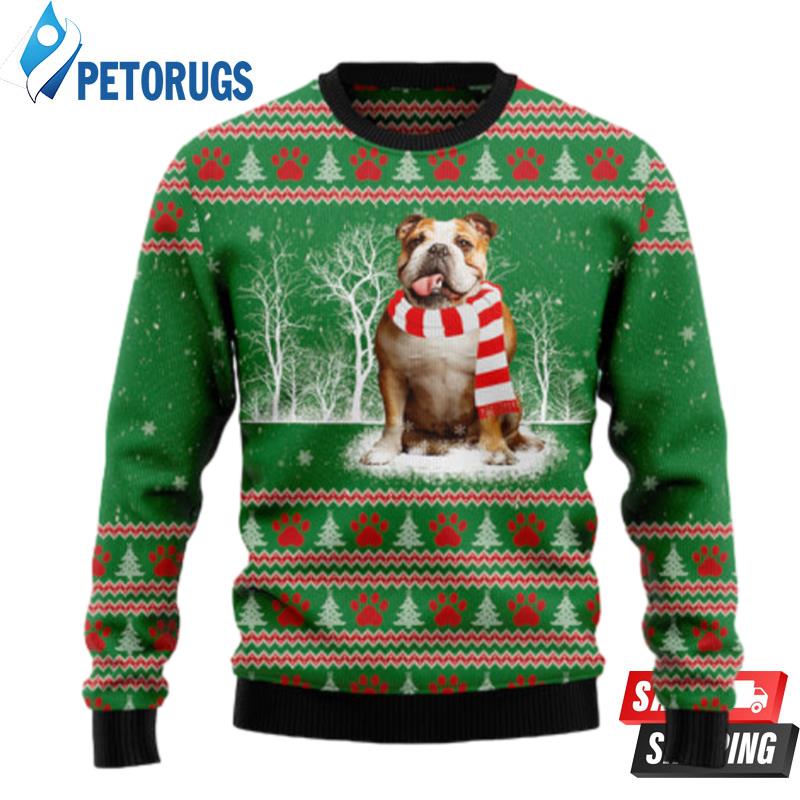 Bulldog Winter Tree Ugly Christmas Sweaters