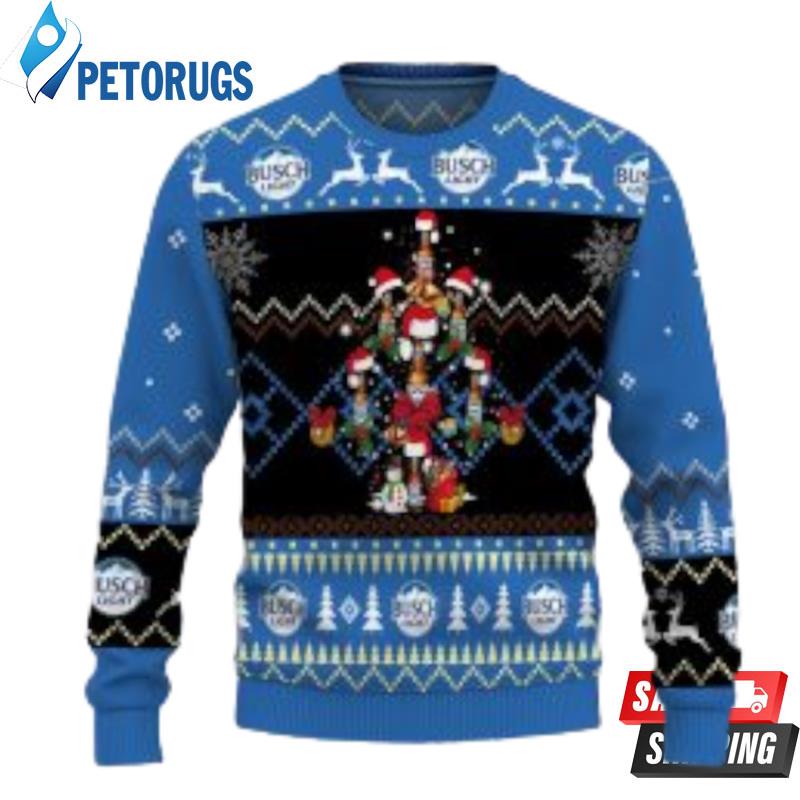 Busch Light Beer Christmas Tree Ugly Christmas Sweaters