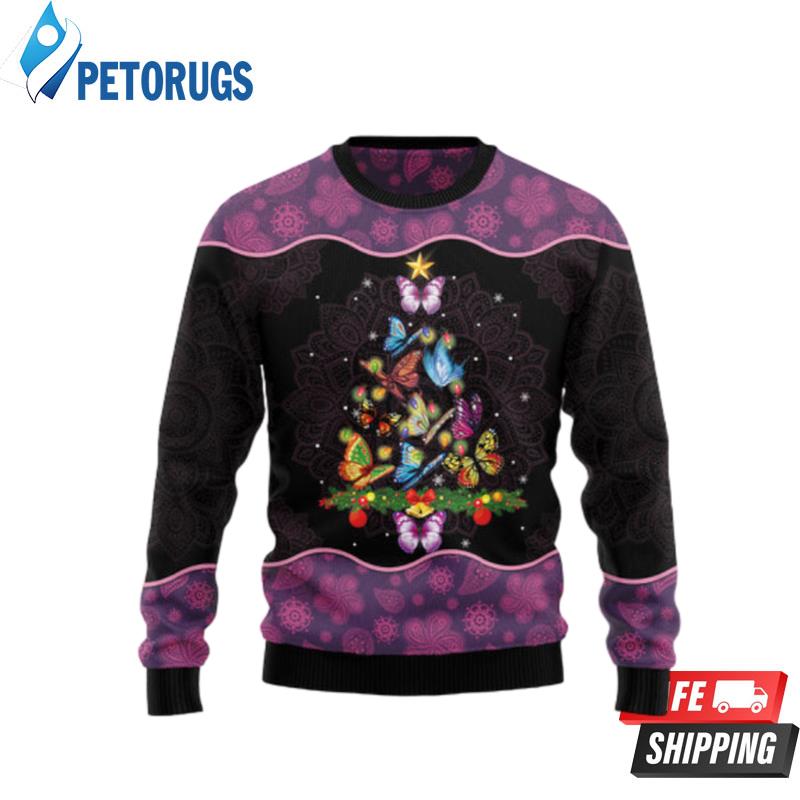 Butterfly Christmas Tree Ugly Christmas Sweaters