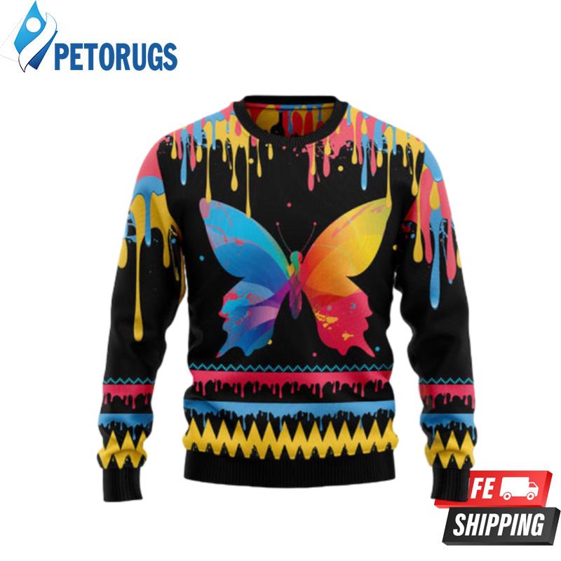 Butterfly Colorful Beauty 1 Ugly Christmas Sweaters