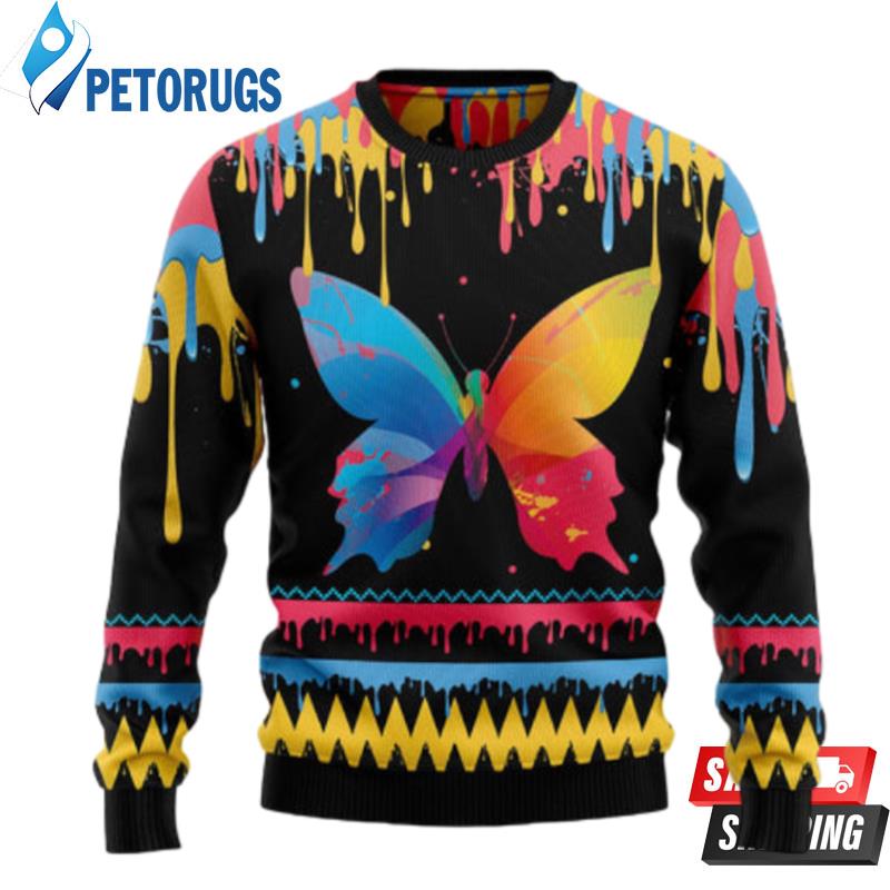 Butterfly Colorful Beauty Ugly Christmas Sweaters