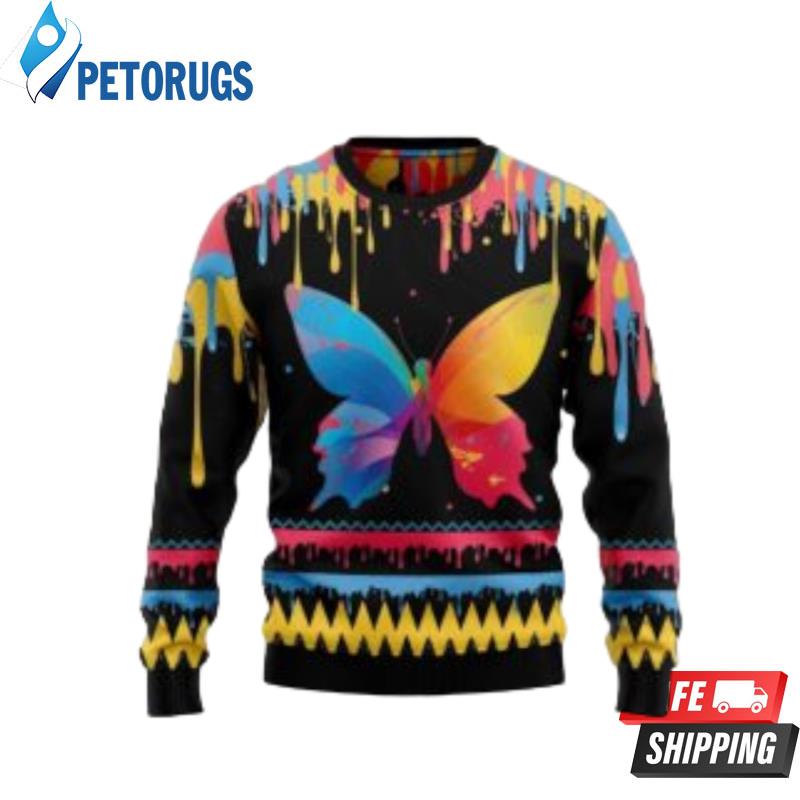 Butterfly Colorful Beauty Ugly Christmas Sweaters