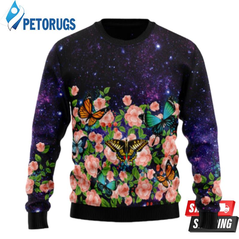 Butterfly Flowers Ugly Christmas Sweaters