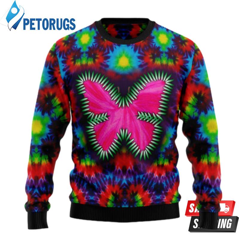 Butterfly Tie Dye Ugly Christmas Sweaters