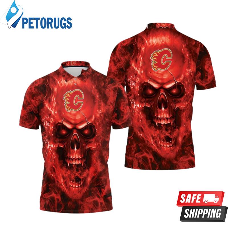 Calgary Flames Nhl Fans Skull Polo Shirts