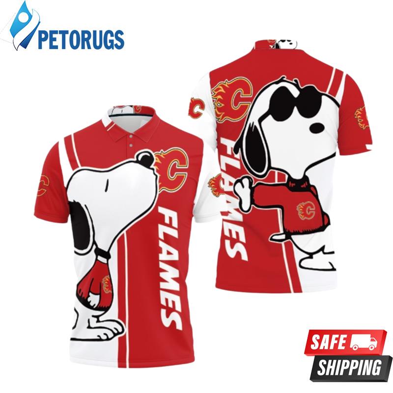 Calgary Flames Snoopy Lover Printed Polo Shirts