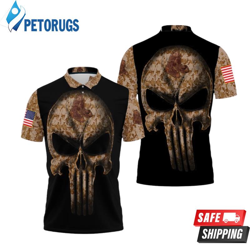 Camouflage Skull Boston Red Sox American Flag Polo Shirts