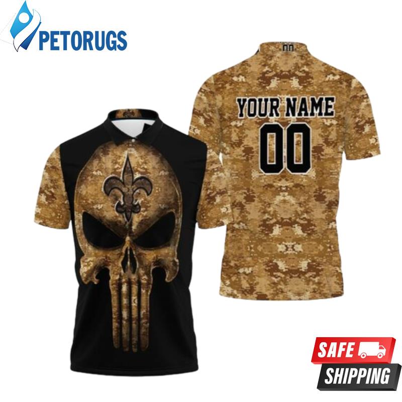 Camouflage Skull New Orleans Saints American Flag Personalized Polo Shirts