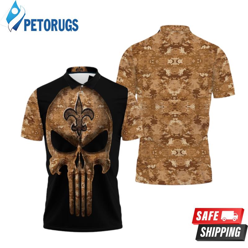 Camouflage Skull New Orleans Saints American Flag Polo Shirts
