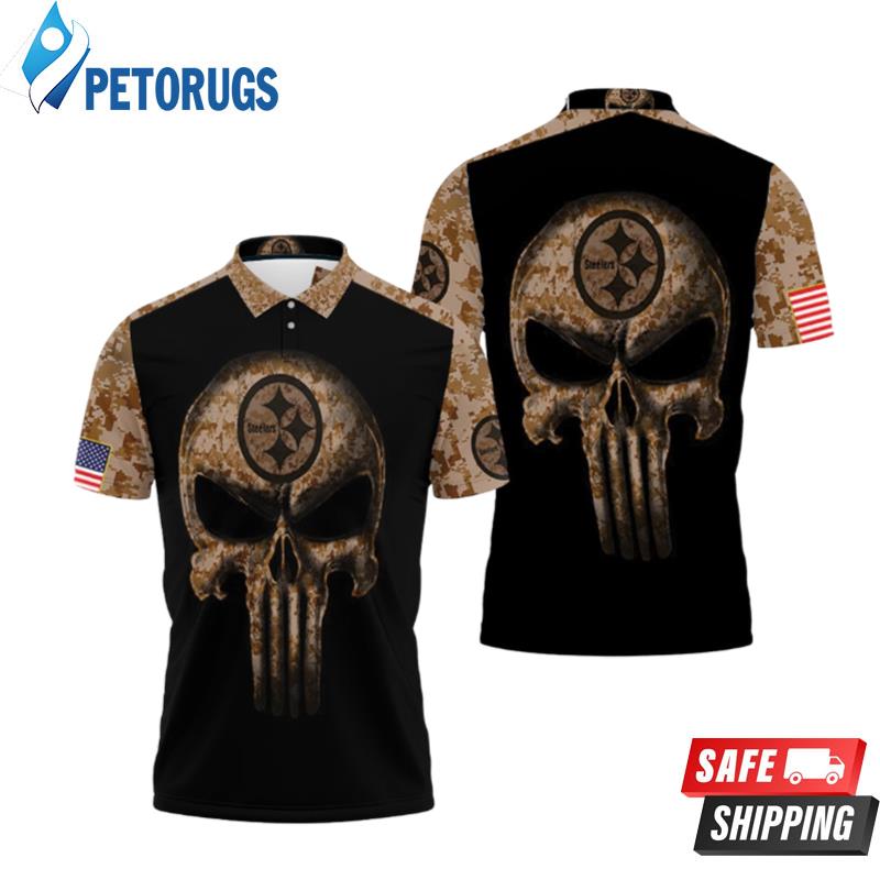 Camouflage Skull Pittsburgh Steelers American Flag Polo Shirts