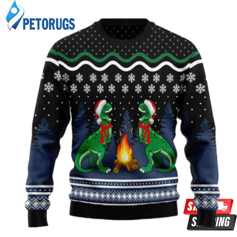 Camping T Rex Ugly Christmas Sweaters