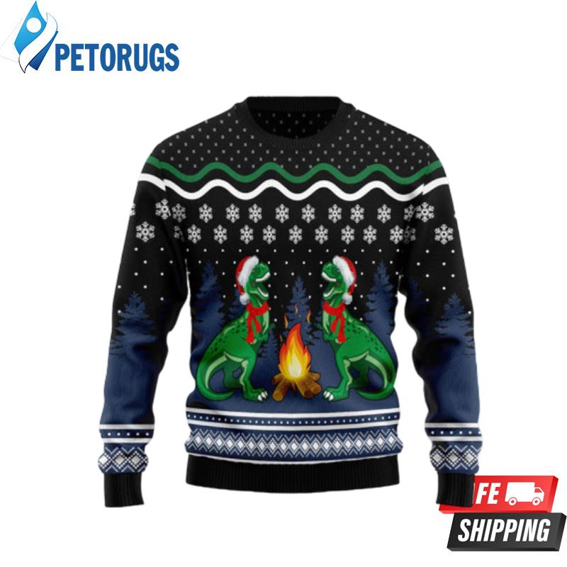 Camping T Rex Ugly Christmas Sweaters