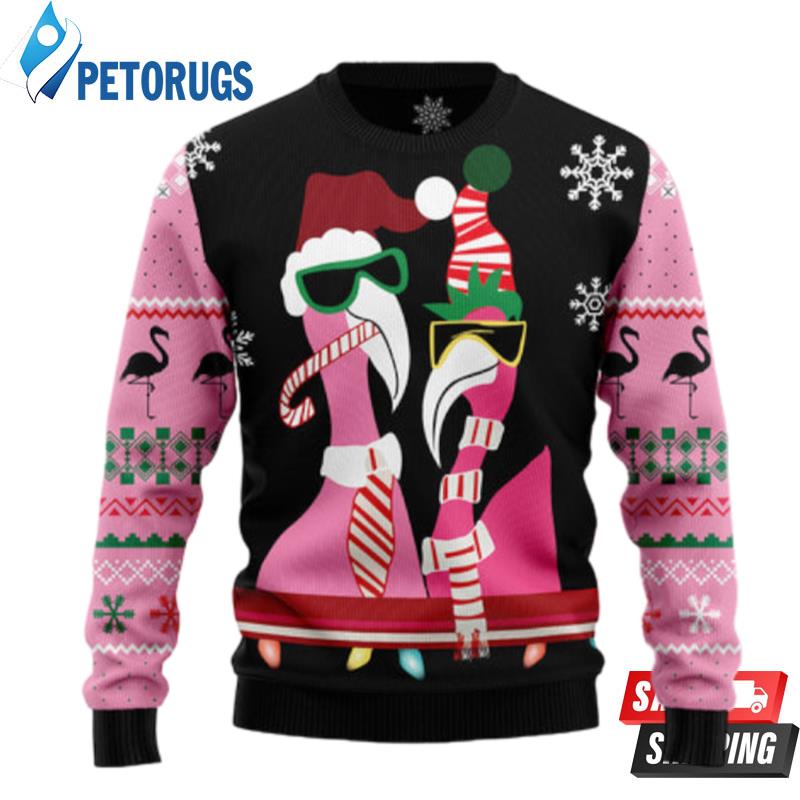 Candy Cane Flamingo Ugly Christmas Sweaters