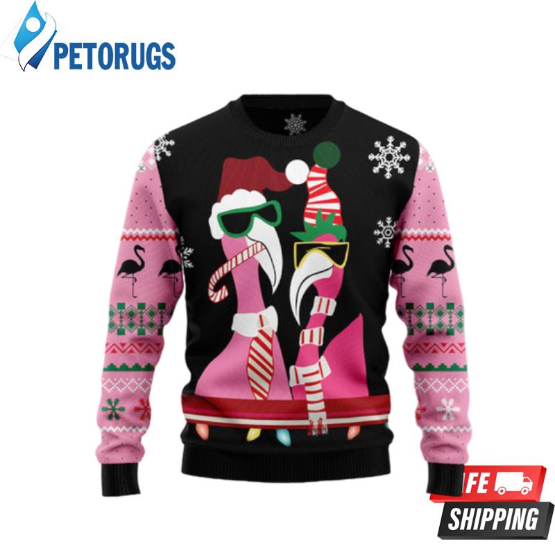 Candy Cane Flamingo Ugly Christmas Sweaters