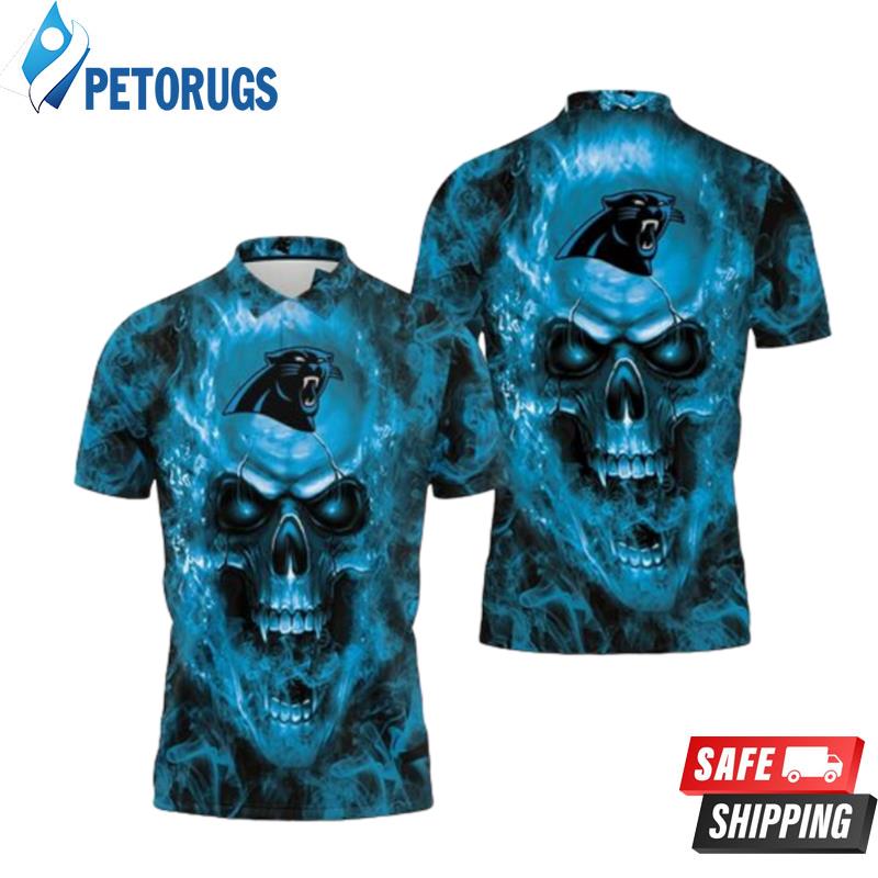 Carolina Panthers Steelers Nfl Fans Skull Polo Shirts