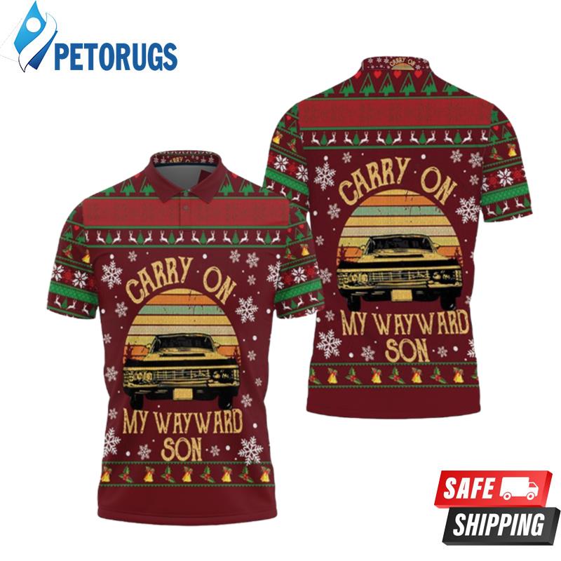 Carry On My Wayward Son Supernatural Retro Ugly Christmas Polo Shirts