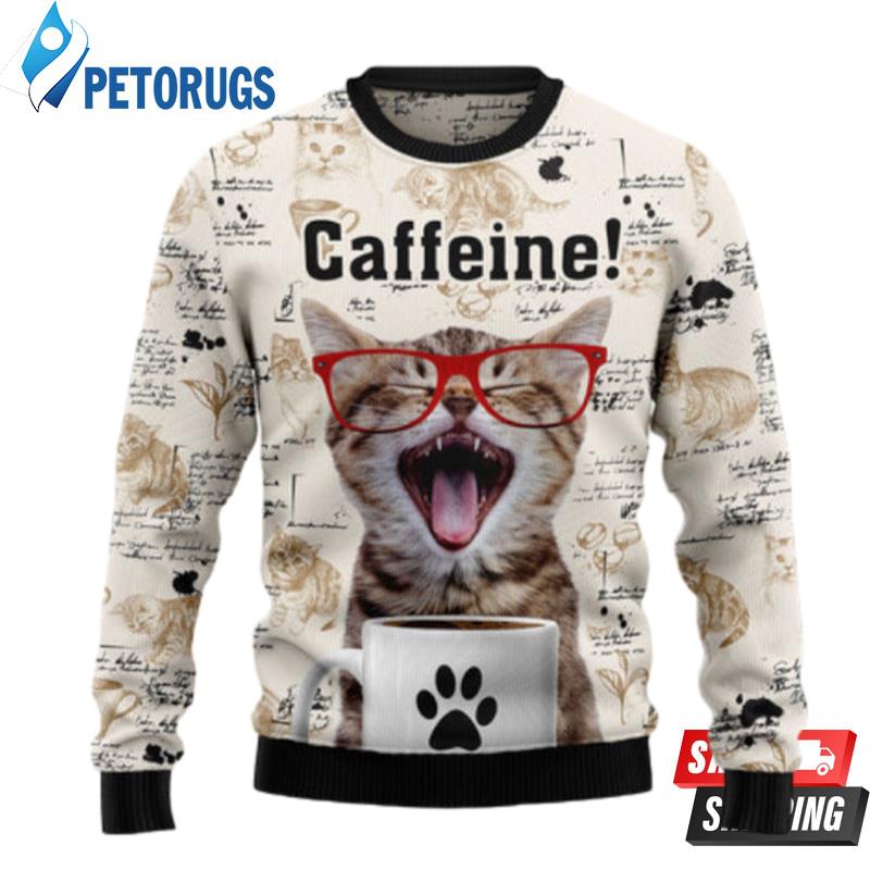 Cat Caffeine Ugly Christmas Sweaters