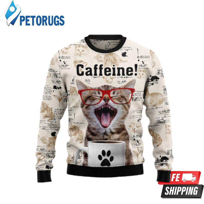Cat Caffeine Ugly Christmas Sweaters
