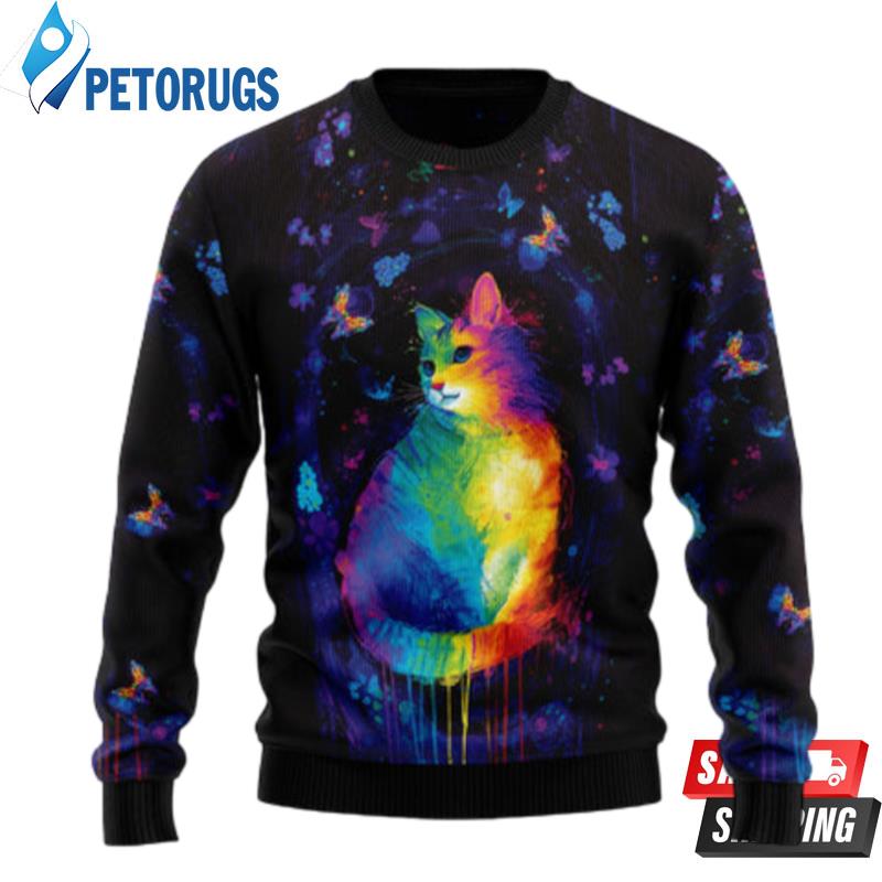 Cat Colorful Ugly Christmas Sweaters