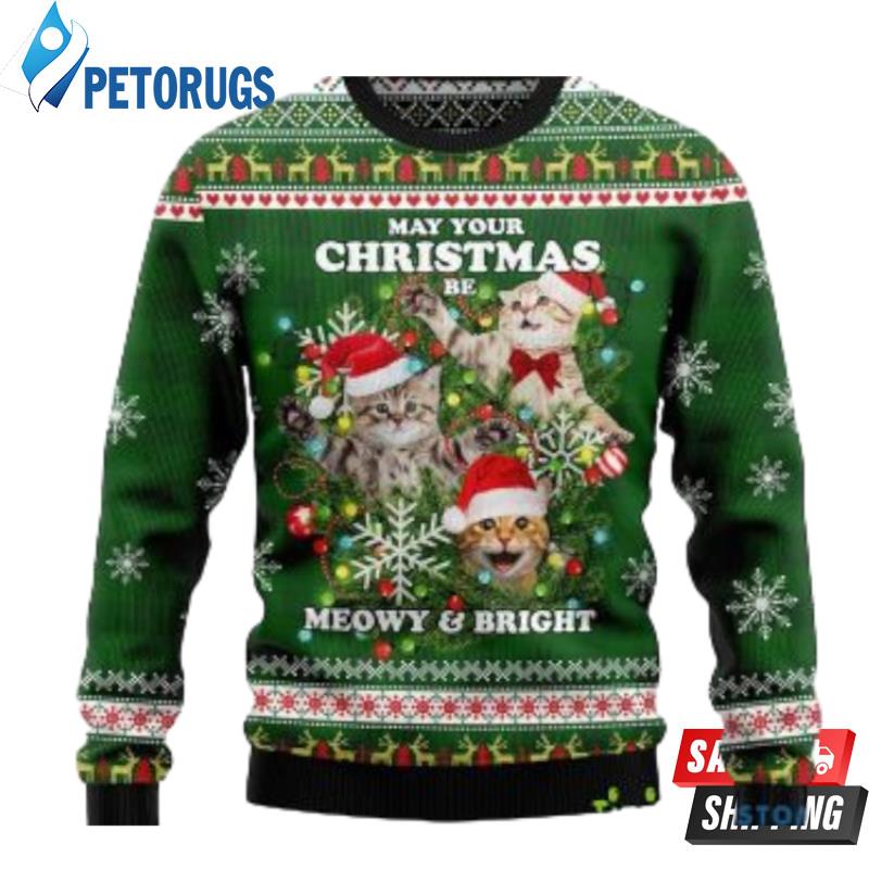 Cat Meowy Bright Ugly Christmas Sweaters