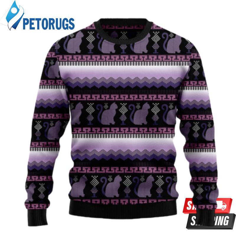 Cat Purple Pattern Ugly Christmas Sweaters