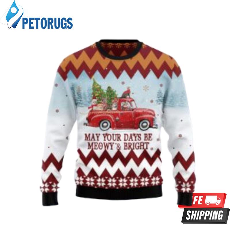 Cat Red Truck Ugly Christmas Sweater? Ugly Christmas Sweaters
