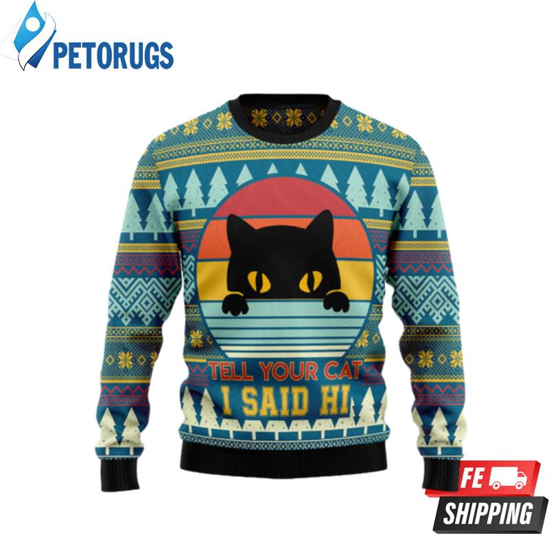 Cat Say Hi Ugly Christmas Sweaters