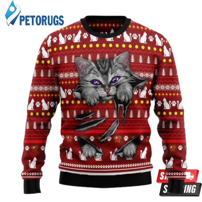 Cat Scratch Ugly Christmas Sweaters