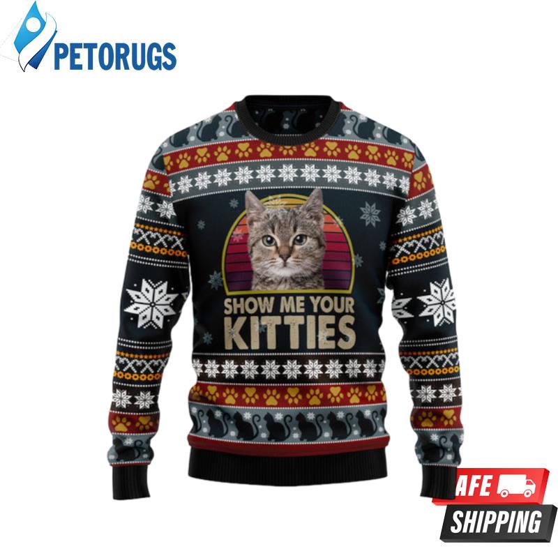 Cat Show Me Your Kitties Ugly Christmas Sweaters