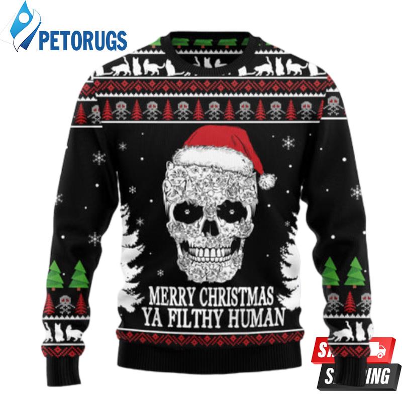 Cat Skull Santa Ugly Christmas Sweaters