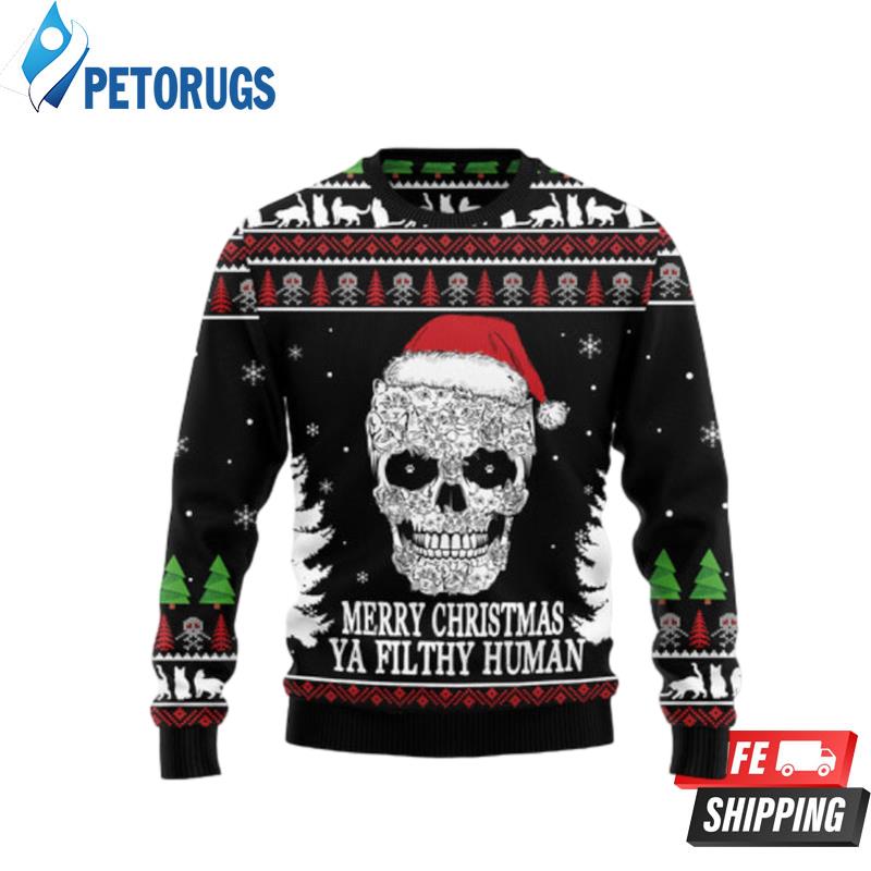 Cat Skull Santa Ugly Christmas Sweaters