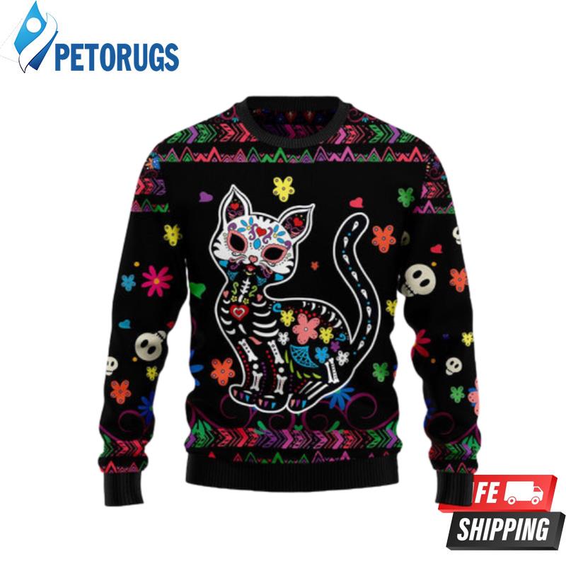 Cat Sugar Skull 1 Ugly Christmas Sweaters
