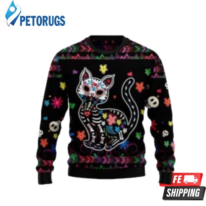 Cat Sugar Skull Ugly Christmas Sweaters