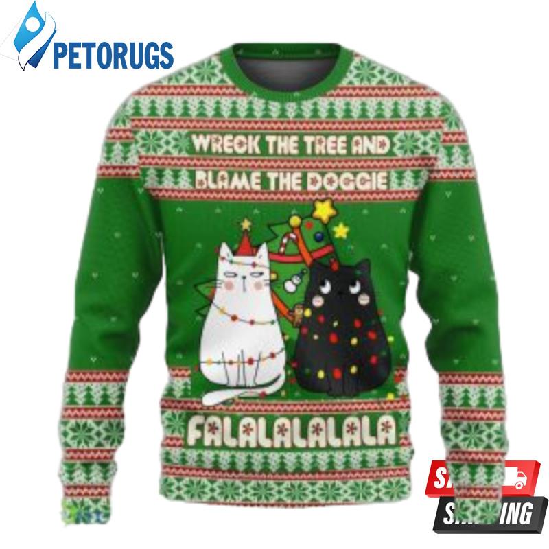 Cat Wreck The Tree Meowy Christmas Ugly Christmas Sweaters
