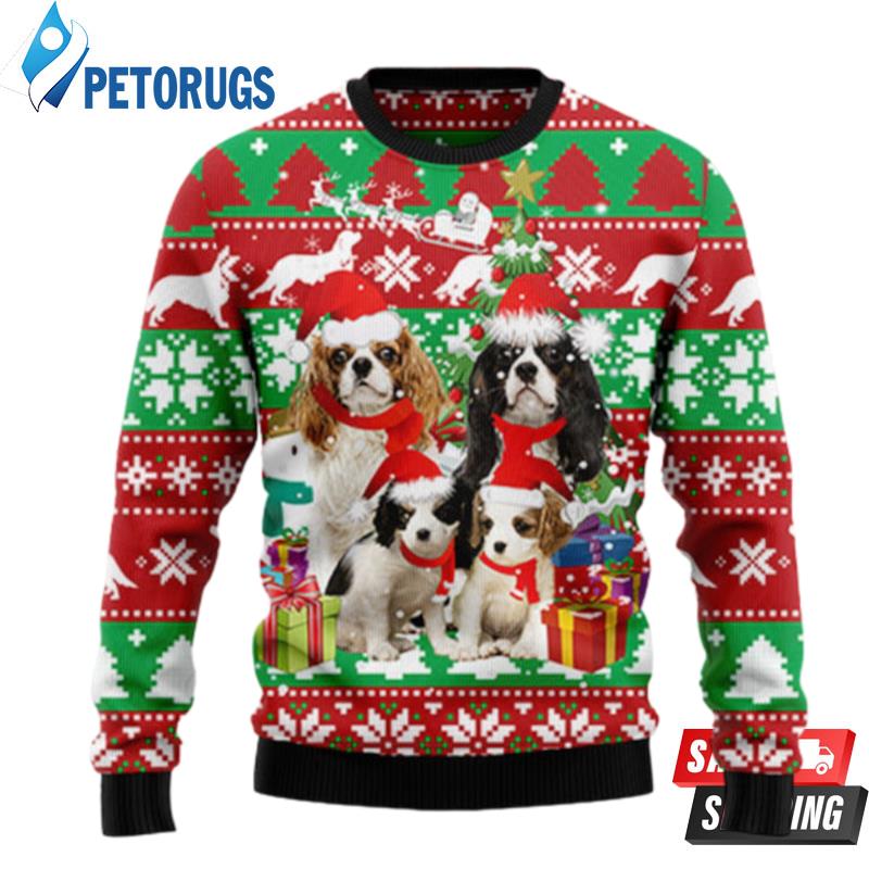 Cavalier King Charles Spaniel Family Ugly Christmas Sweaters