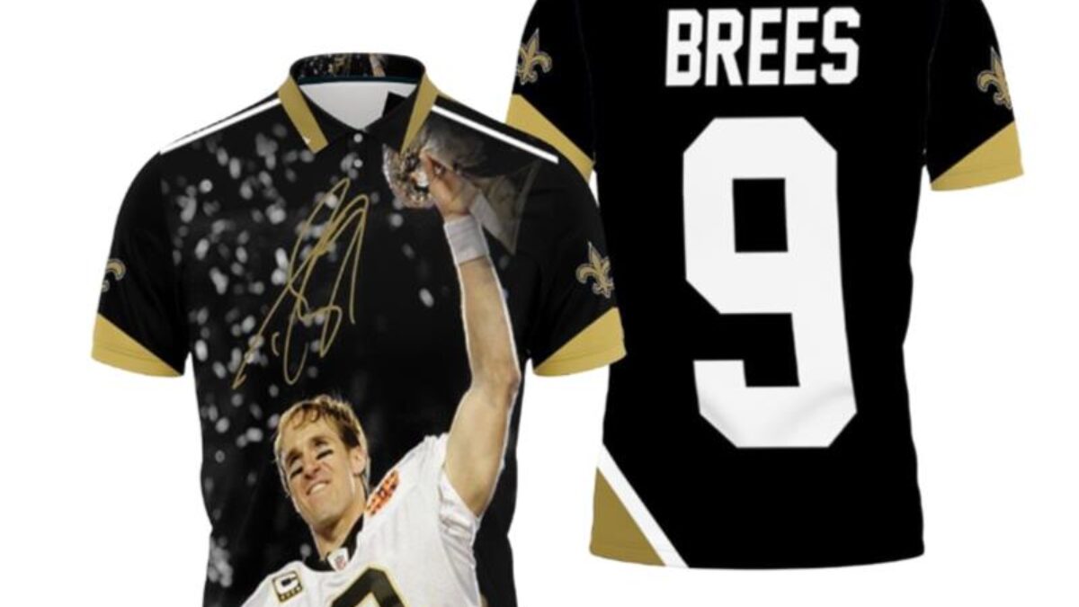 Drew Brees 9 New Orleans Saints Signature 3D Polo Shirt All Over Print - T- shirts Low Price