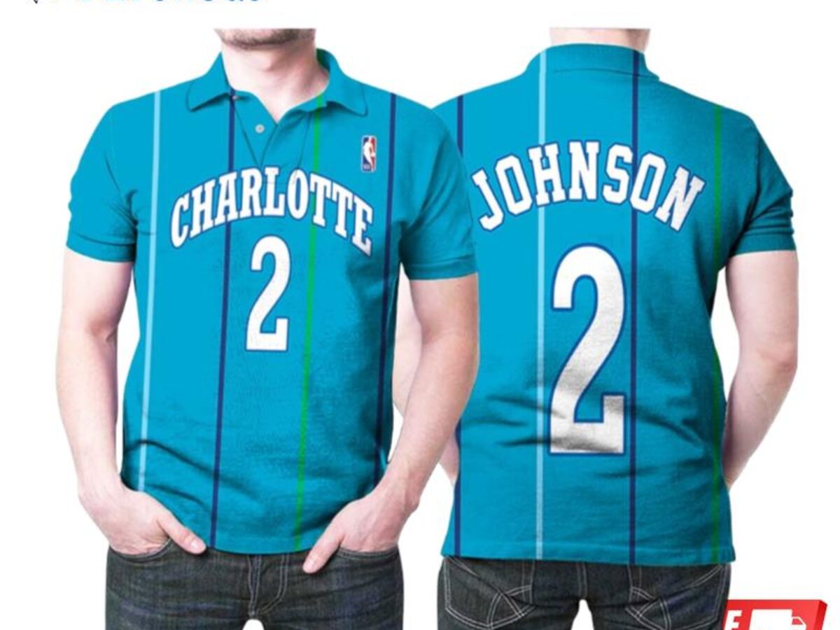 Men's Mitchell & Ness Larry Johnson Teal/Black Charlotte Hornets