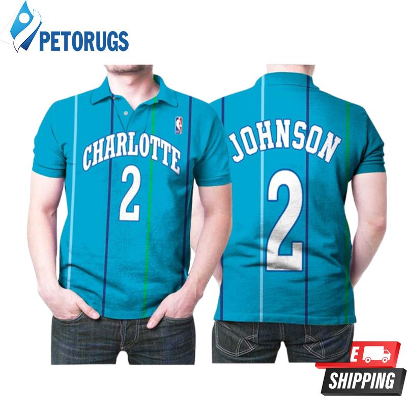 Charlotte Hornets Larry Johnson #2 Legend Player Nba Hardwood Classics Teal 2019 Style Gift For Hornets Fans Polo Shirts