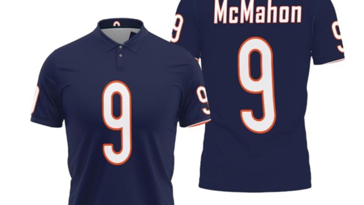 Women's Jim McMahon Navy Blue Name & Number Logo - #9 Football