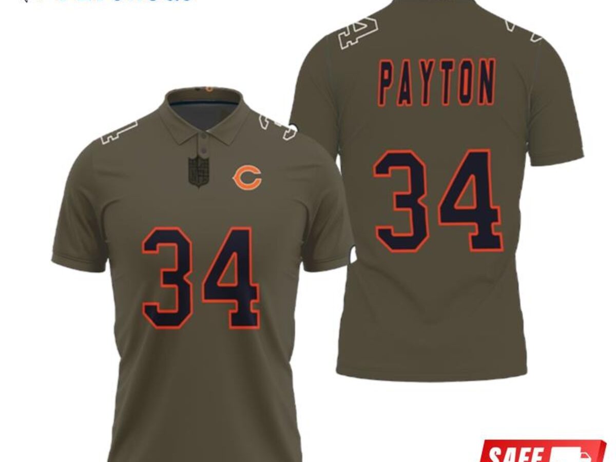 Limited Women's Walter Payton Black/Gold Jersey - #34 Football Chicago  Bears Salute to Service