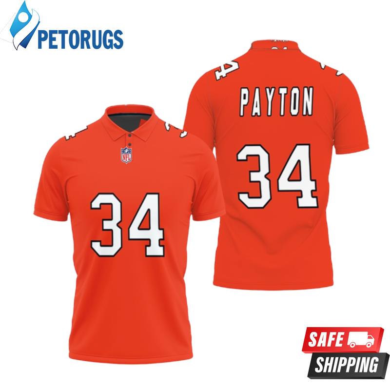 Chicago Bears Walter Payton #34 Nfl Great Player American Football Team Custom Game Orange Polo Shirts