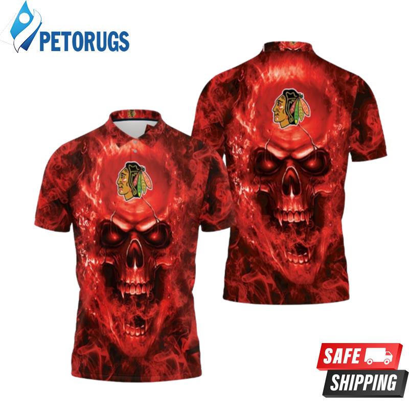 Chicago Blackhawks Nhl Fans Skull Polo Shirts