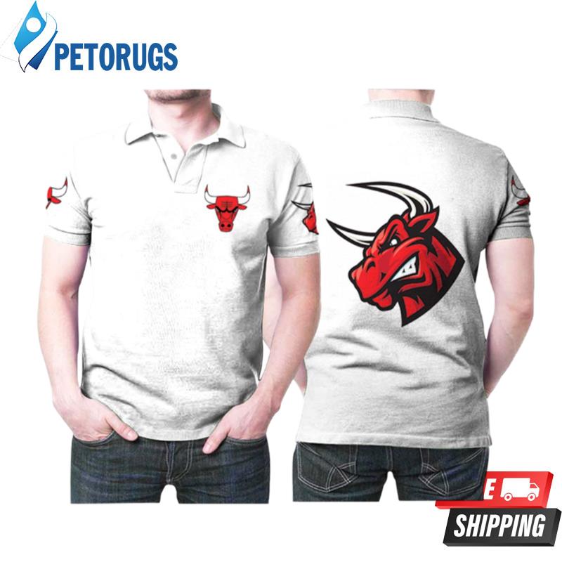 Chicago Bulls Basketball Classic Mascot Logo Gift For Bulls Fans White Polo Shirts