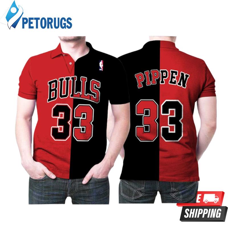 Chicago Bulls Scottie Pippen #33 Nba Great Player Throwback Black Red Style Gift For Bulls Fans Polo Shirts