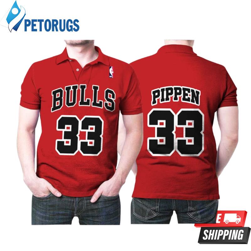 Chicago Bulls Scottie Pippen #33 Nba Great Player Throwback Red Style Gift For Bulls Fans Polo Shirts