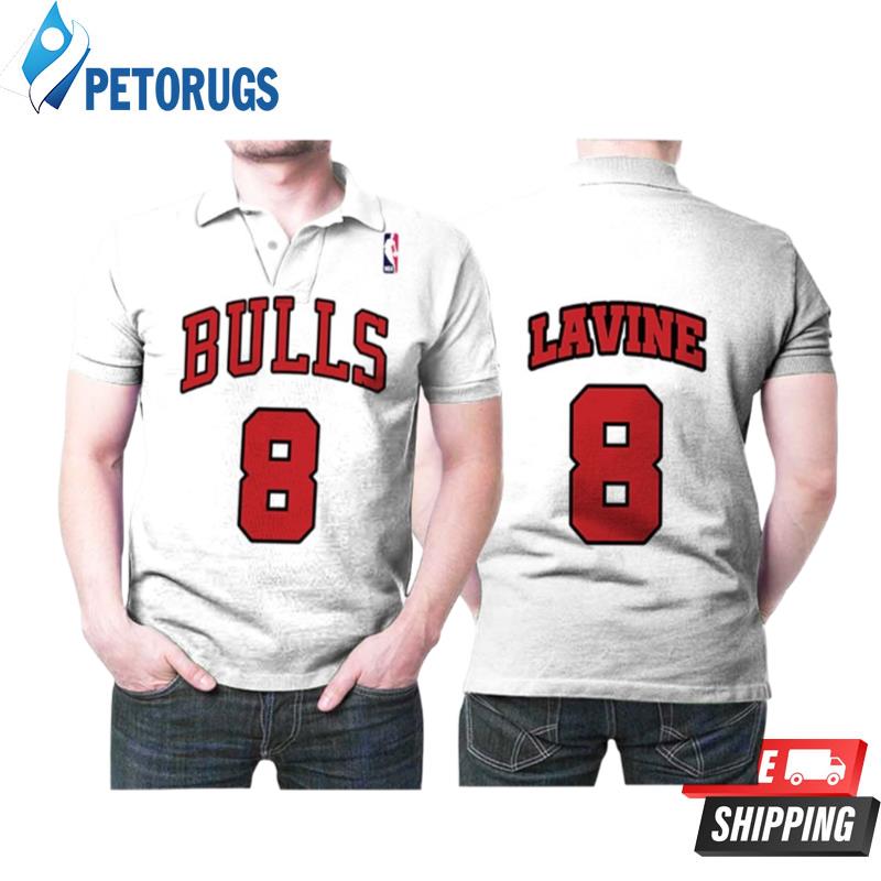 Chicago Bulls Zach Lavine #8 Nba Great Player Throwback White Style Gift For Bulls Fans Polo Shirts