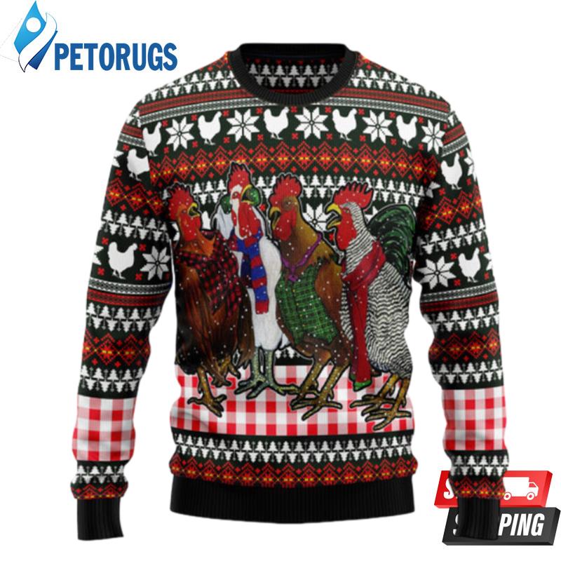 Chicken Under Snow Ugly Christmas Sweaters